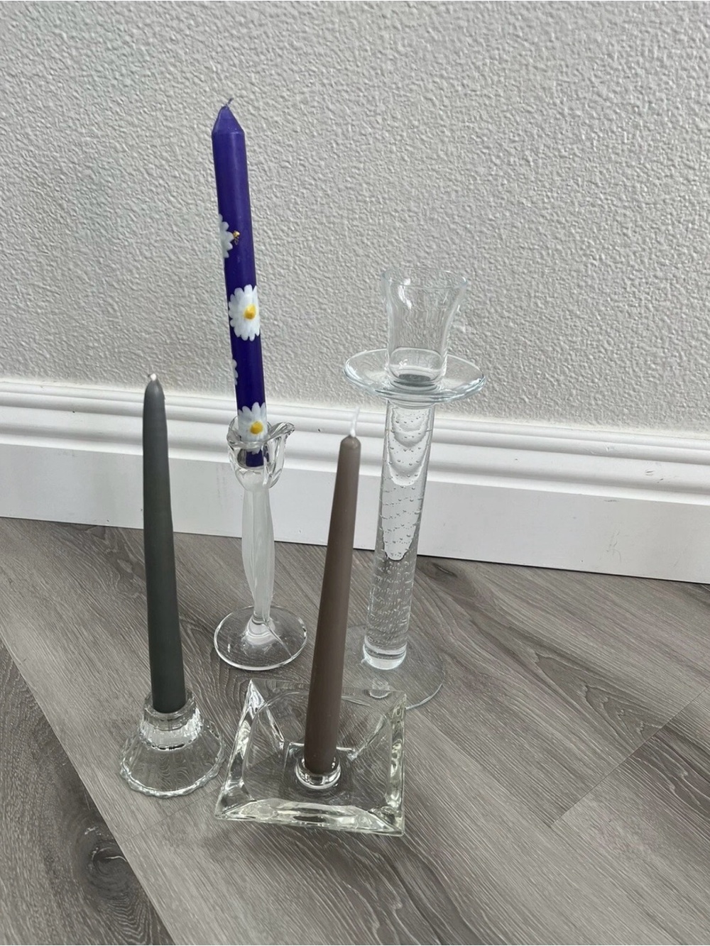 Clear Glass Candlestick Bundle Set